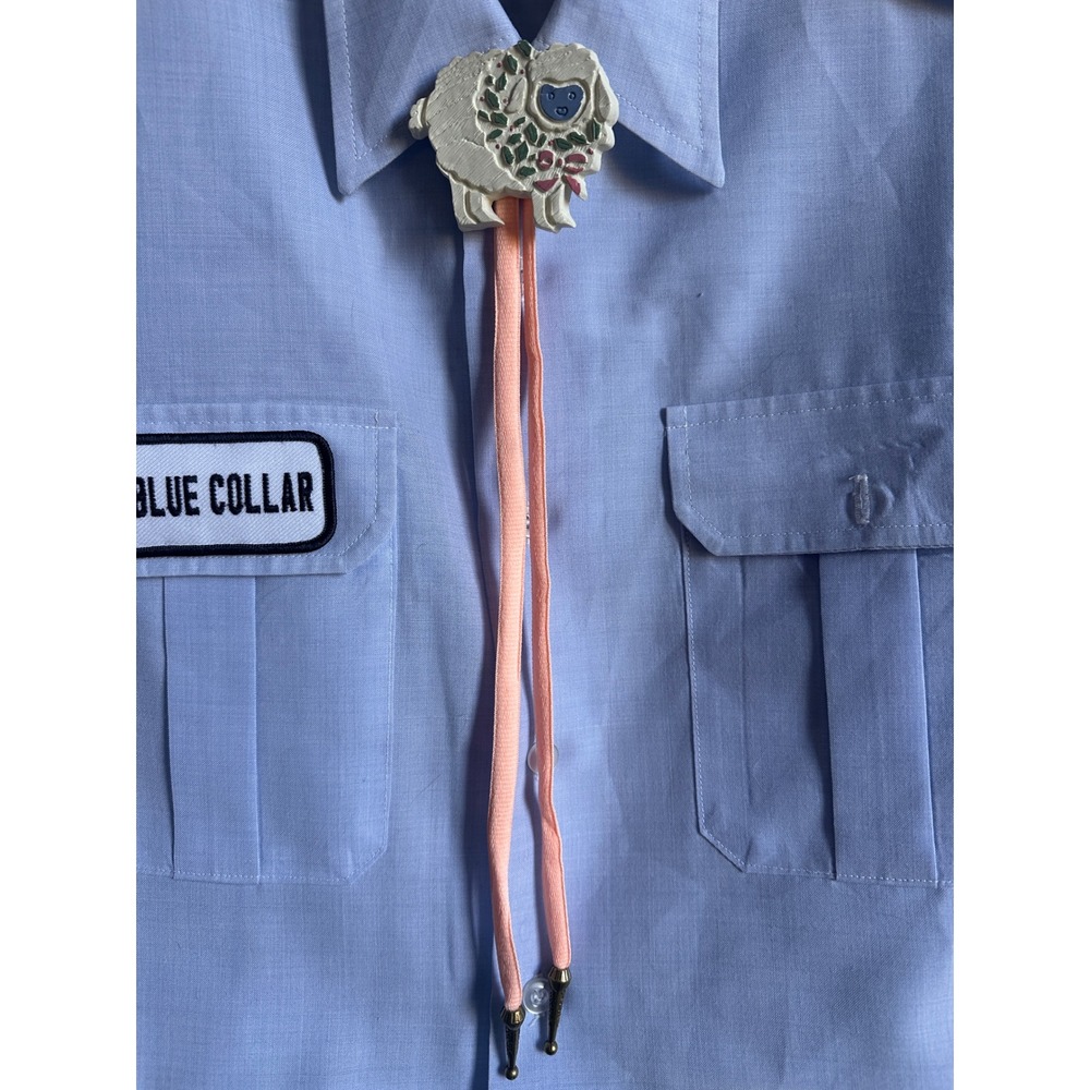 vintage upcycled coquette pastel lamb bolo tie lariat tie - Picture 2 of 4